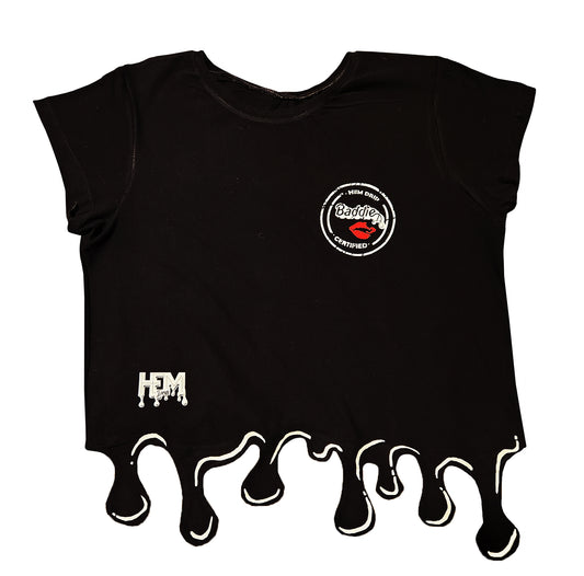 Baddie Stamp Hem Drip Trademark "Drip" Crop Top