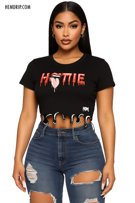 Hottie Hem Drip Trademark "Drip" Crop Top