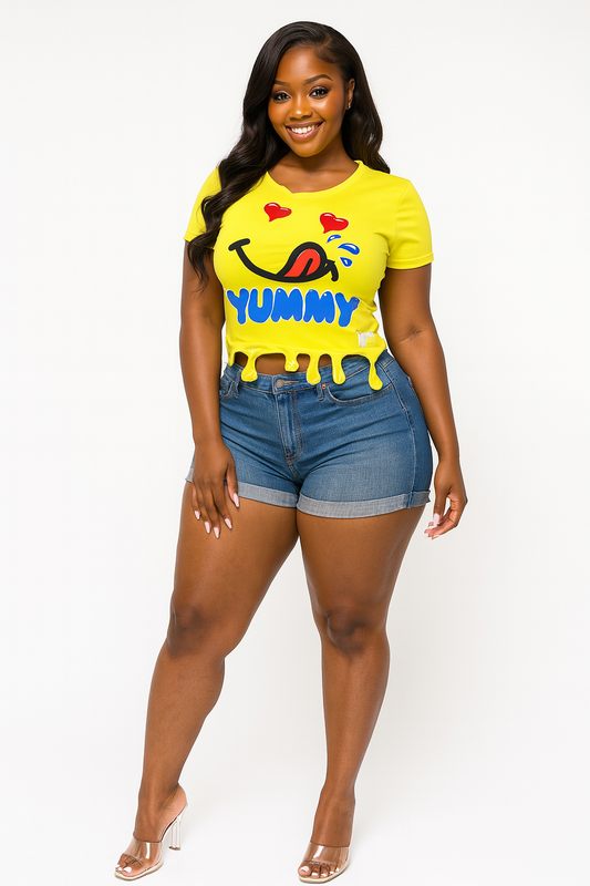 Available Now!  - Yummy Hem Drip Trademark "Drip" Crop Top